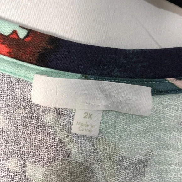 Adyson Parker Women's Long Sleeve Crew Neck Banded Floral Top - Size 2X - Picture 4 of 11